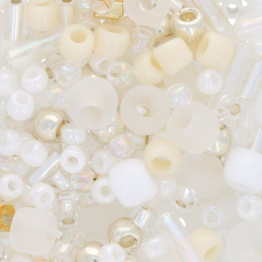 Toho Multi-Shape Glass Beads Hasu White Color Mix 8 Gram Tube