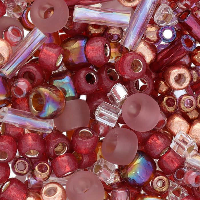Toho Multi-Shape Glass Beads 'Kokoro' Mauve/Gold Color Mix 8 Gram Tube
