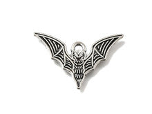 Antique Silver Gothic Bat Charm 25x16mm