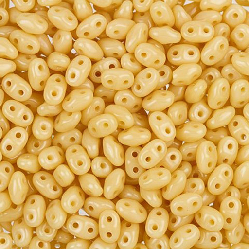 Czech Glass MiniDuo, 2-Hole Beads 2x4mm, Opaque Beige  (2.5 Inch Tube)