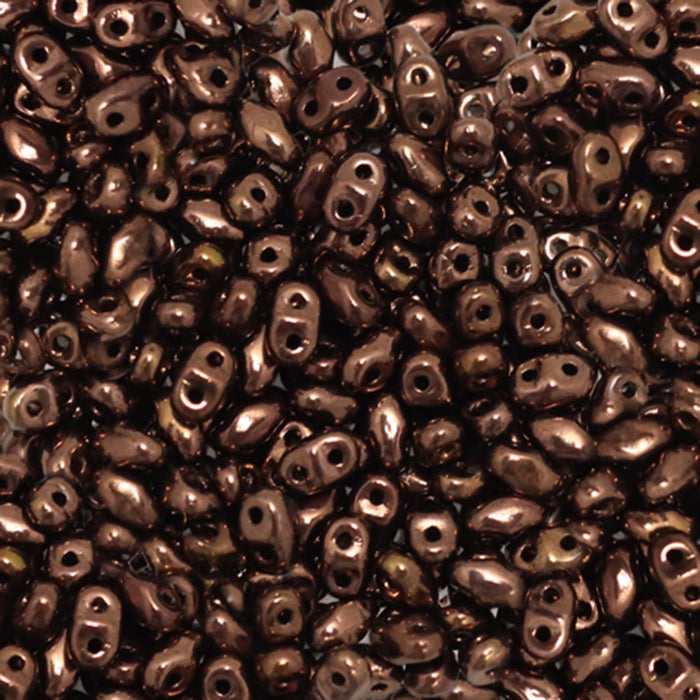 Czech Glass MiniDuo, 2-Hole Beads 2x4mm, Dark Bronze  (2.5 Inch Tube)