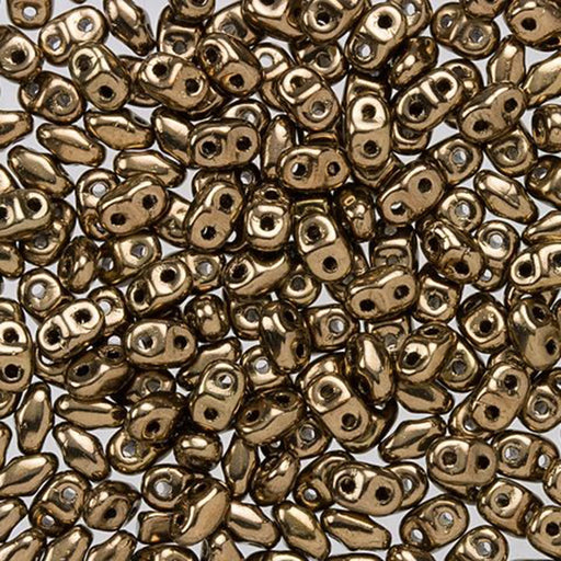 Czech Glass MiniDuo, 2-Hole Beads 2x4mm, Bronze  (2.5 Inch Tube)