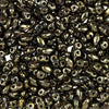 Czech Glass MiniDuo, 2-Hole Beads 2x4mm, Jet Bronze Picasso  (2.5 Inch Tube)
