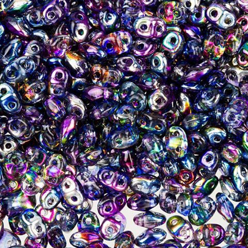 Czech Glass MiniDuo, 2-Hole Beads 2x4mm, Blue Magic  (2.5 Inch Tube)