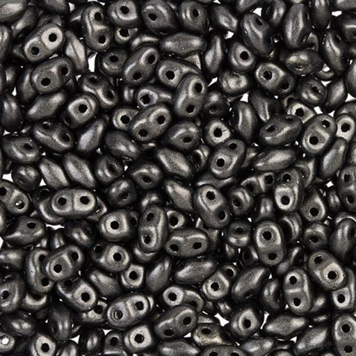 Czech Glass MiniDuo, 2-Hole Beads 2x4mm, Dark Green Metallic Suede  (2.5 Inch Tube)