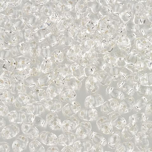 Czech Glass MiniDuo, 2-Hole Beads 2x4mm, Silver-Lined Crystal  (2.5 Inch Tube)