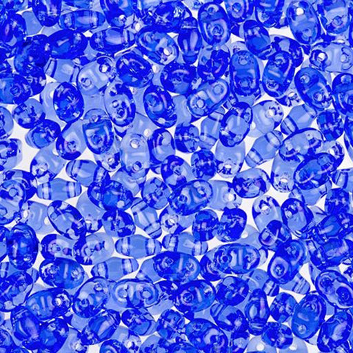 Czech Glass MiniDuo, 2-Hole Beads 2x4mm, Sapphire  (2.5 Inch Tube)