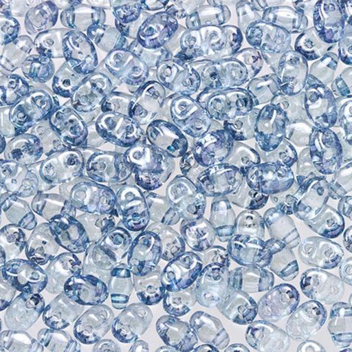 Czech Glass MiniDuo, 2-Hole Beads 2x4mm, Transparent Blue Luster  (2.5 Inch Tube)