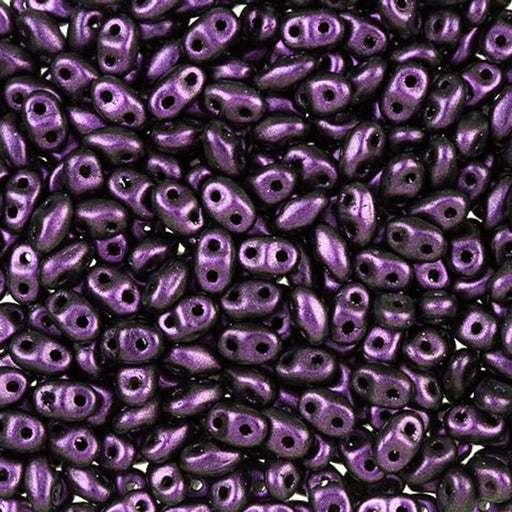 Czech Glass MiniDuo, 2-Hole Beads 2x4mm, Polychrome Black Currant  (2.5 Inch Tube)