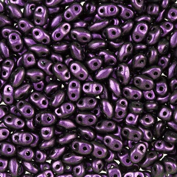 Czech Glass MiniDuo, 2-Hole Beads 2x4mm, Polychrome Black Currant  (2.5 Inch Tube)