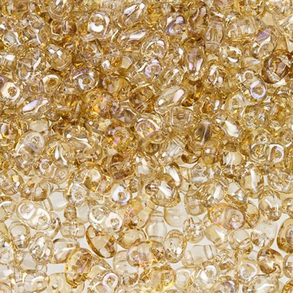 Czech Glass MiniDuo, 2-Hole Beads 2x4mm, Crystal Twilight   (2.5 Inch Tube)