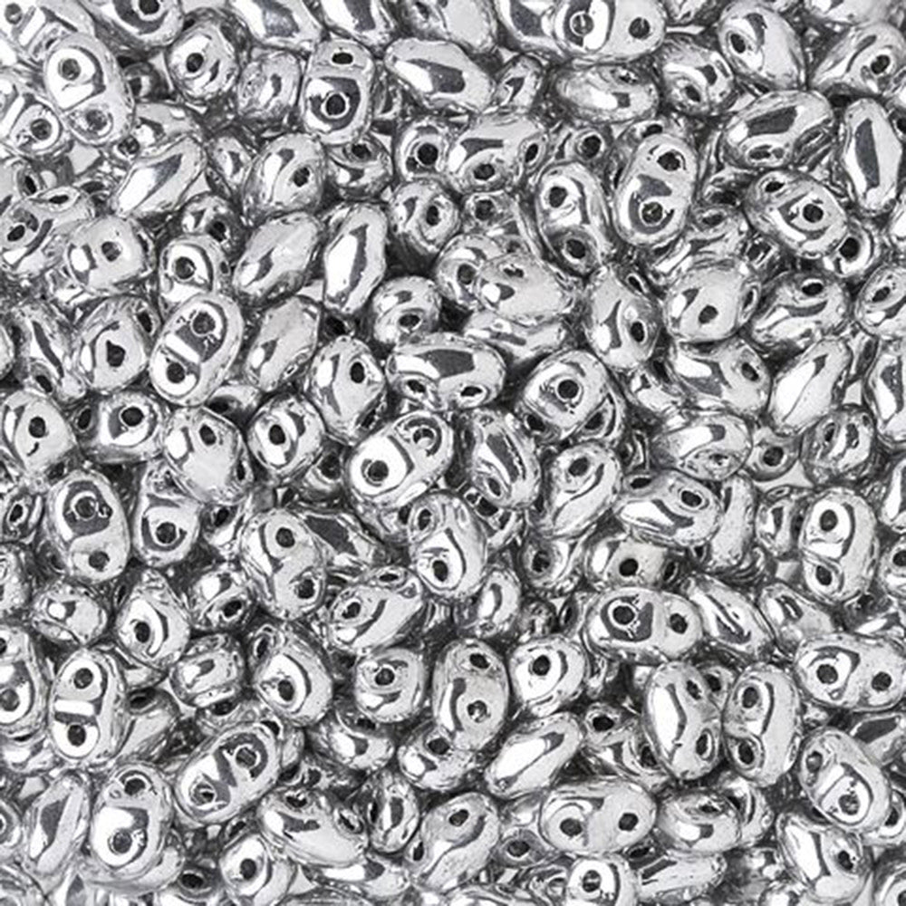 Czech Glass MiniDuo, 2-Hole Beads 2x4mm, Crystal Full Labrador (2.5 Inch Tube)