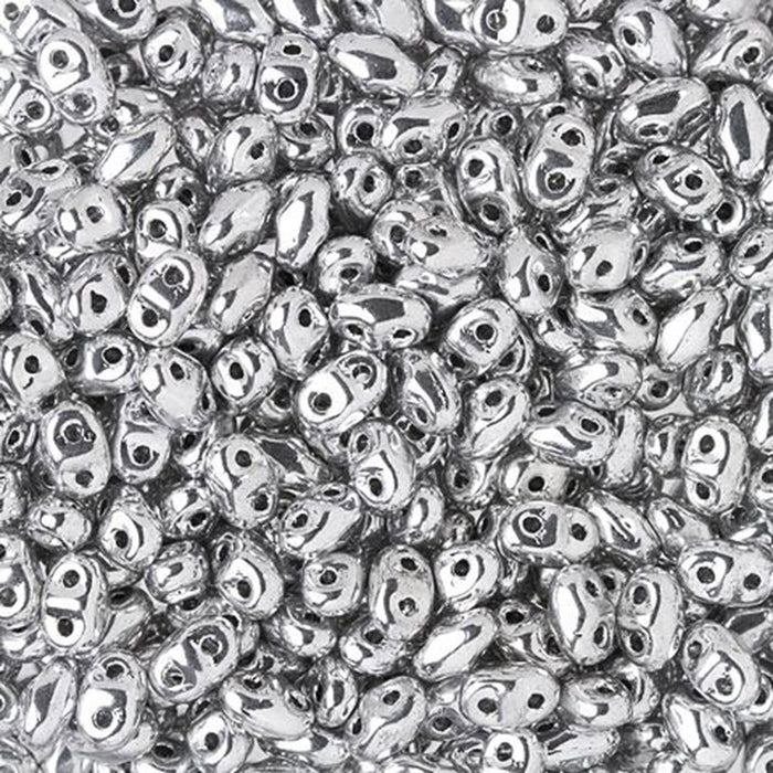 Czech Glass MiniDuo, 2-Hole Beads 2x4mm, Crystal Full Labrador (2.5 Inch Tube)