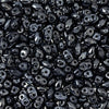 Czech Glass MiniDuo, 2-Hole Beads 2x4mm, Jet Hematite (2.5 Inch Tube)
