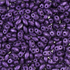 Czech Glass MiniDuo, 2-Hole Beads 2x4mm, Metallic Purple Suede (2.5 Inch Tube)