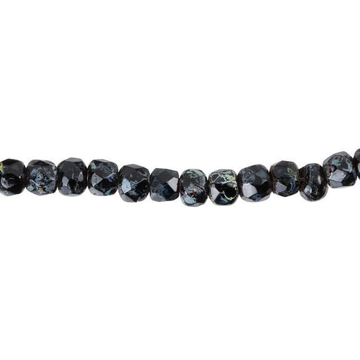 Czech Glass 2 x 3mm Jet with Picasso Finish Roundel Bead (50pc Pack) by Raven's Journey