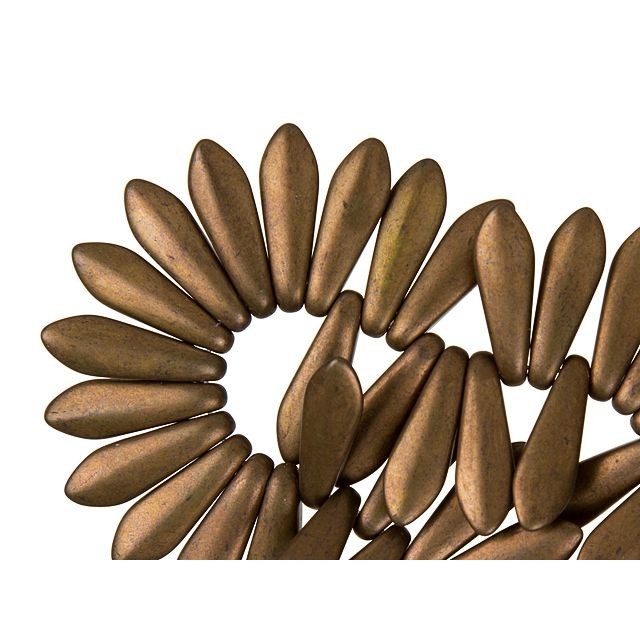 Czech Glass 16x5mm Matte Bronze Dagger Bead Strand by Raven's Journey