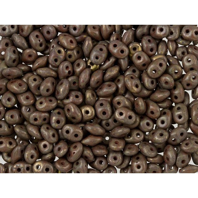 Matubo SuperDuo 2 x 5mm Umber Copper Picasso 2-Hole Seed Bead 2.5-Inch Tube