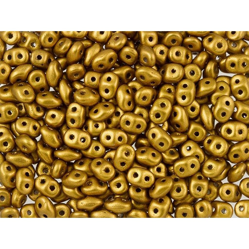 Czech Glass Matubo, 2-Hole SuperDuo Beads 2x5mm, Matte Metallic Goldenrod (2.5" Tube)
