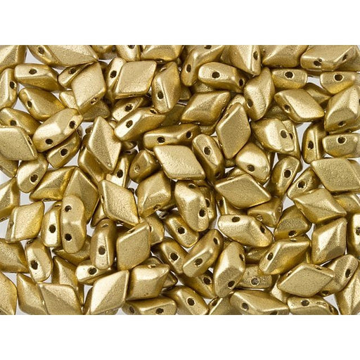 Czech Glass GemDuo, 2-Hole Diamond Shaped Beads 8x5mm, Matte Metallic Flax  (2.5" Tube)