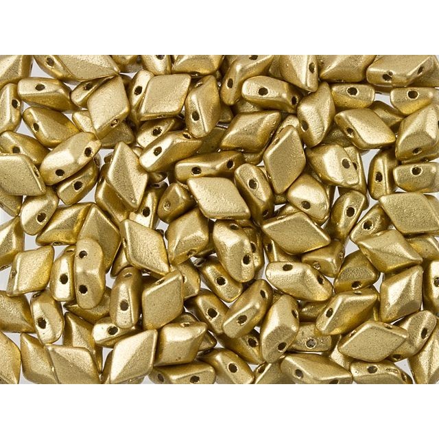 Czech Glass GemDuo, 2-Hole Diamond Shaped Beads 8x5mm, Matte Metallic Flax  (2.5" Tube)