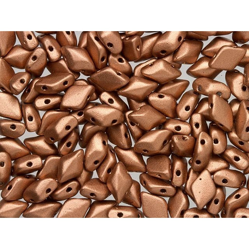 Czech Glass GemDuo, 2-Hole Diamond Shaped Beads 8x5mm, Matte Metallic Copper  (2.5" Tube)