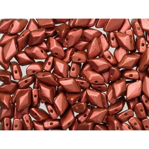 Czech Glass GemDuo, 2-Hole Diamond Shaped Beads 8x5mm, Matte Metallic Lava  (2.5" Tube)
