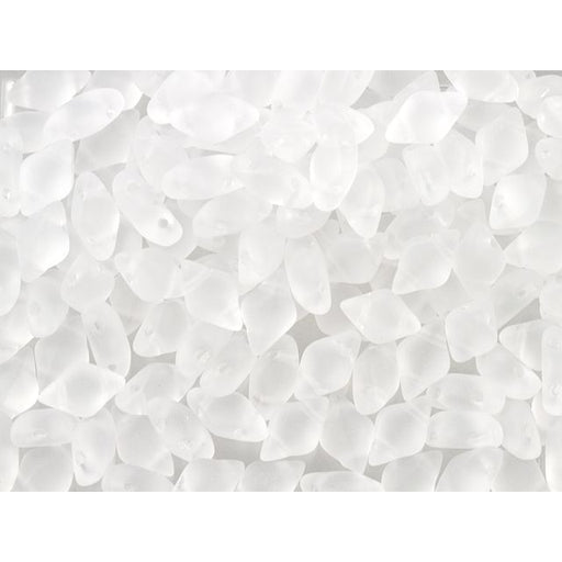 Czech Glass GemDuo, 2-Hole Diamond Shaped Beads 8x5mm, Matte Crystal  (2.5" Tube)