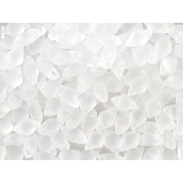 Czech Glass GemDuo, 2-Hole Diamond Shaped Beads 8x5mm, Matte Crystal  (2.5" Tube)