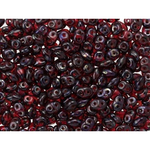 Matubo SuperDuo 2 x 5mm Siam Ruby Silver Picasso 2-Hole Seed Bead 2.5-Inch Tube