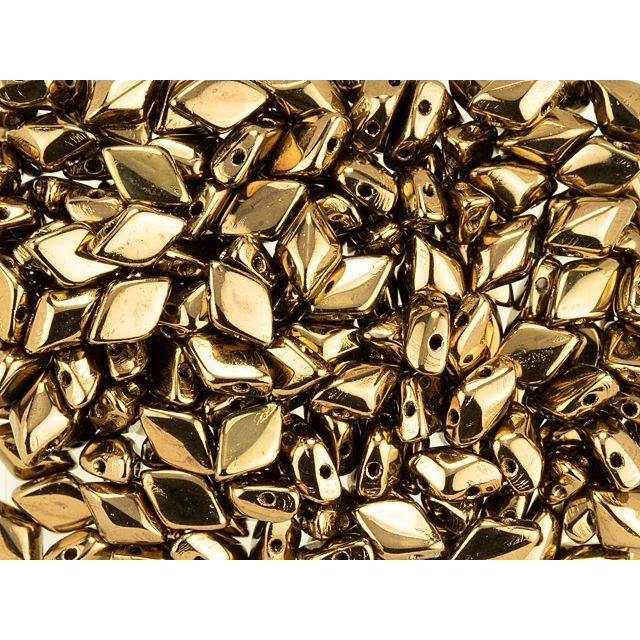 Czech Glass GemDuo, 2-Hole Diamond Shaped Beads 8x5mm, Bronze  (2.5" Tube)