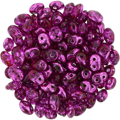 Matubo SuperDuo 2 x 5mm Mirror - Hot Pink 2-Hole Seed Bead 2.5-Inch Tube