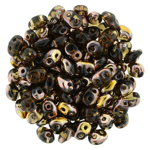 Matubo SuperDuo 2 x 5mm Apollo - Smoky Topaz 2-Hole Seed Bead 2.5-Inch Tube