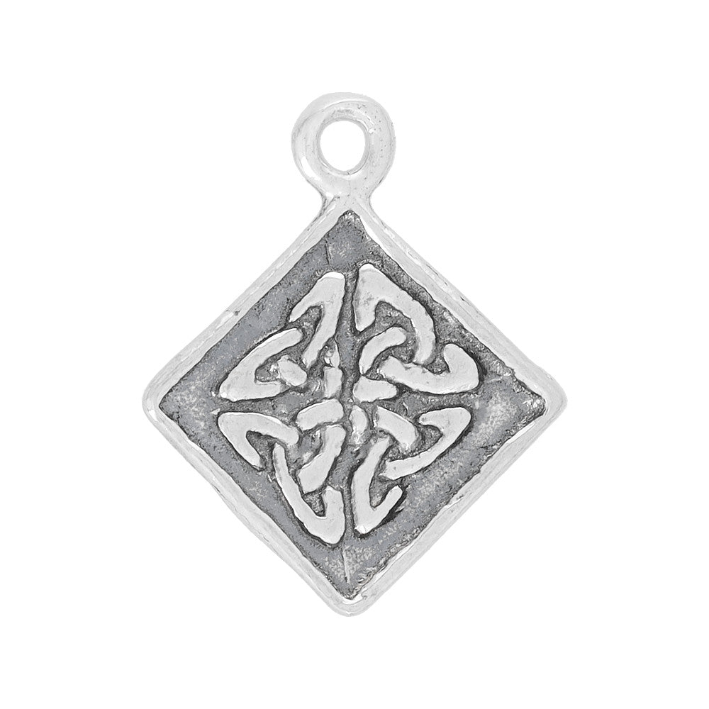 Sterling Silver Charm, Celtic Knot Diamond 15.5x13mm, 1 Piece