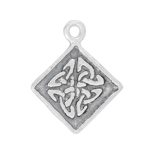 Sterling Silver Charm, Celtic Knot Diamond 15.5x13mm, 1 Piece