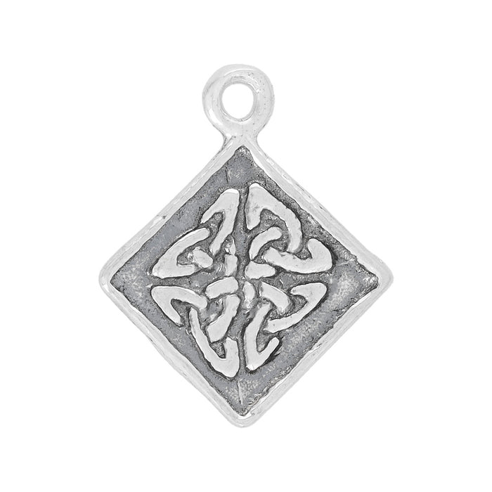 Sterling Silver Charm, Celtic Knot Diamond 15.5x13mm, 1 Piece