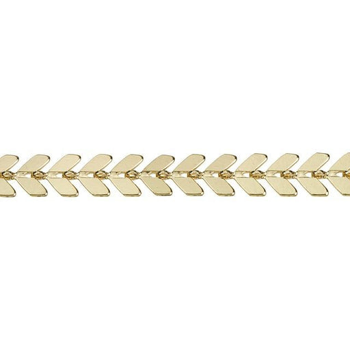 6.5mm Gold-Plated Brass Flat Chevron Link Chain by the Foot