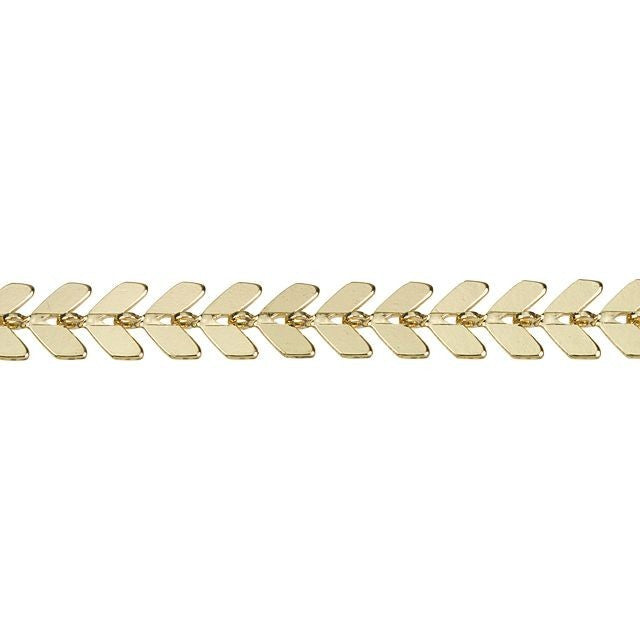 6.5mm Gold-Plated Brass Flat Chevron Link Chain by the Foot