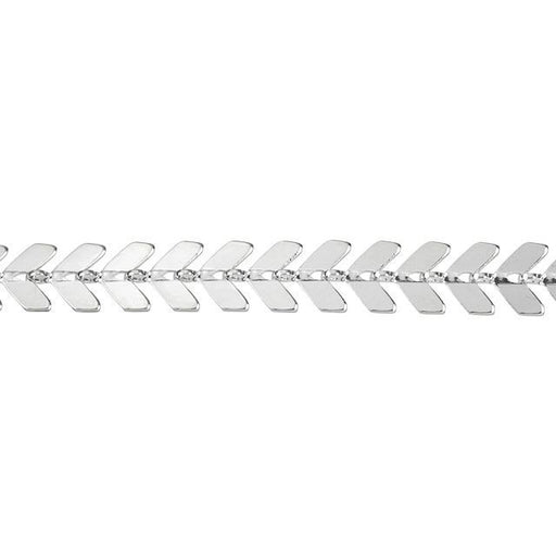 6.5mm Silver-Plated Brass Flat Chevron Link Chain by the Foot