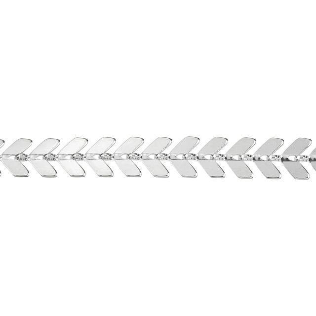 6.5mm Silver-Plated Brass Flat Chevron Link Chain by the Foot