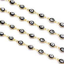 Eye Chain – Evil Eye, 6mm, Non-Tarnish Waterproof Gold (Sold by the Foot)