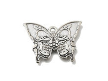 Antique Silver Butterfly and Skull Pendant 27.5x20mm