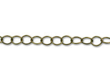 6x5mm Antique Brass-Plated Thin Round Cable Chain (1 Foot)