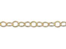 6x5mm Gold-Plated Thin Round Cable Chain (1 Foot)