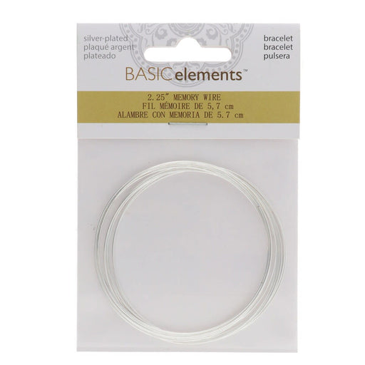 Memory Wire, Bracelet Round Size Medium 2.25 Inch Diameter, 12 Loops, Silver Plated
