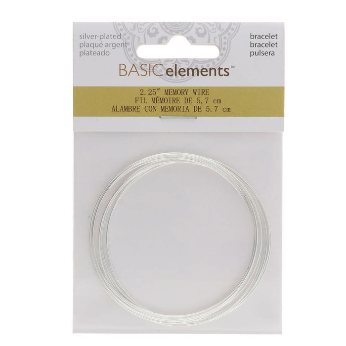 Memory Wire, Bracelet Round Size Medium 2.25 Inch Diameter, 12 Loops, Silver Plated