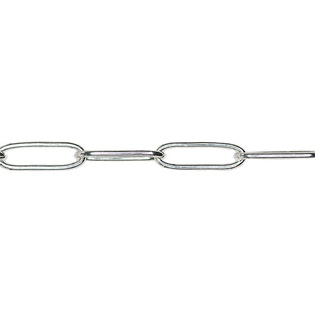 Silver Paperclip Cable Chain, 19x6.5mm Links, by the Foot