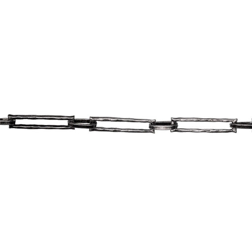 Antiqued Silver Cable Chain, 28x6mm Textured Rectangle Links, by the Foot