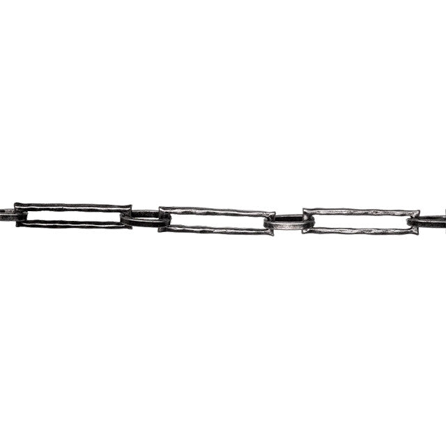 Antiqued Silver Cable Chain, 28x6mm Textured Rectangle Links, by the Foot