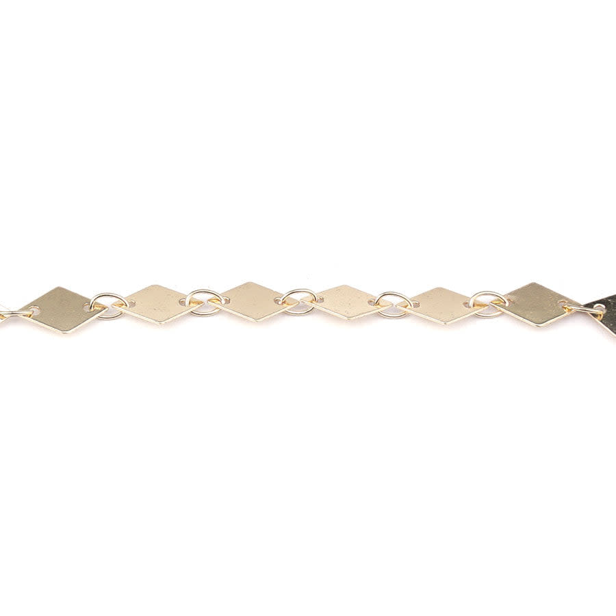 9x6mm Shiny Gold Plated Diamond Shaped Link Chain by the Foot